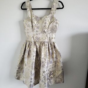 Beige with Gold and Lt Blue Hand Made Party Dress